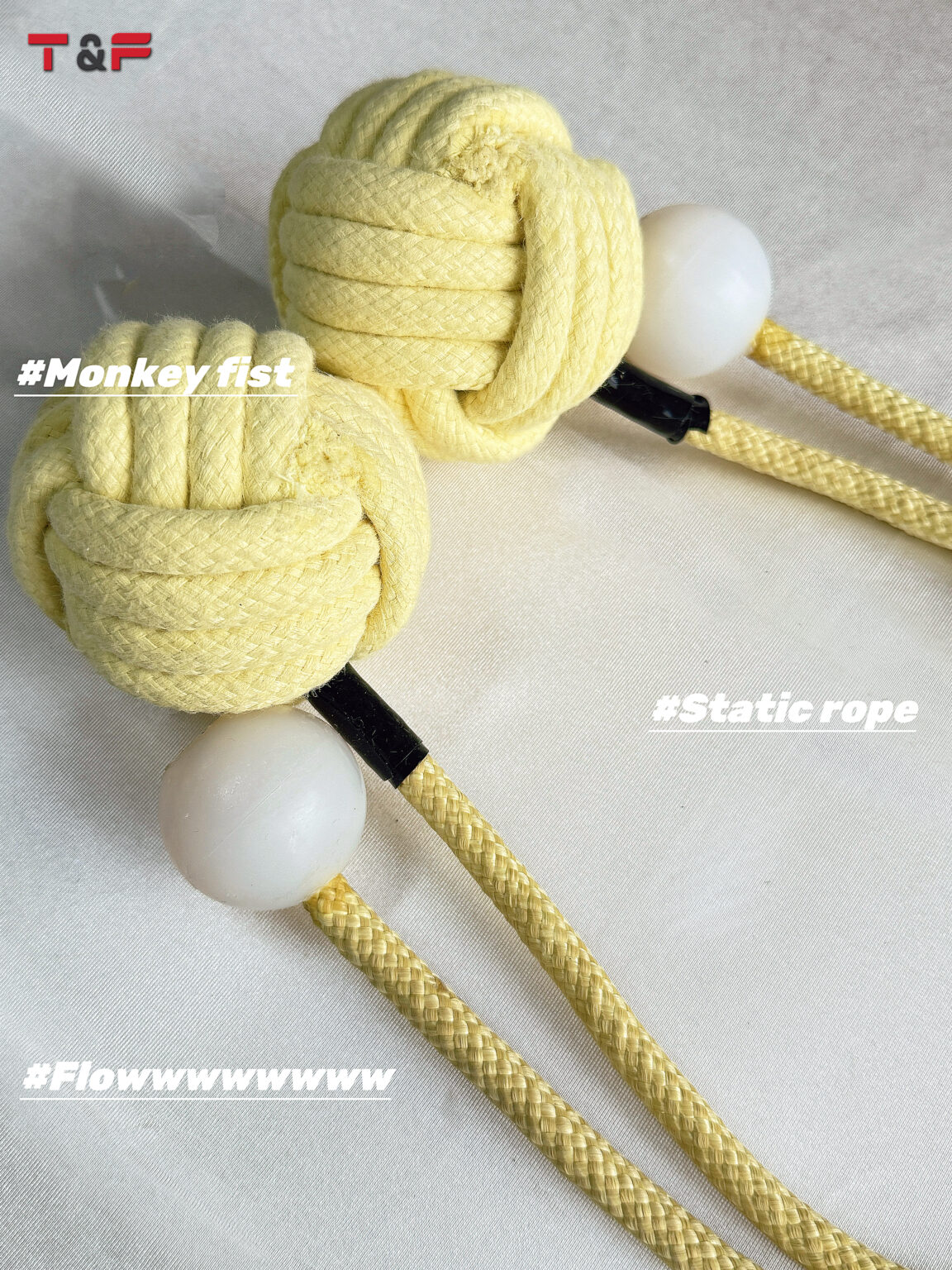 Fire Juggling Equipment Monkey fist Poi With a Static Rope Handle